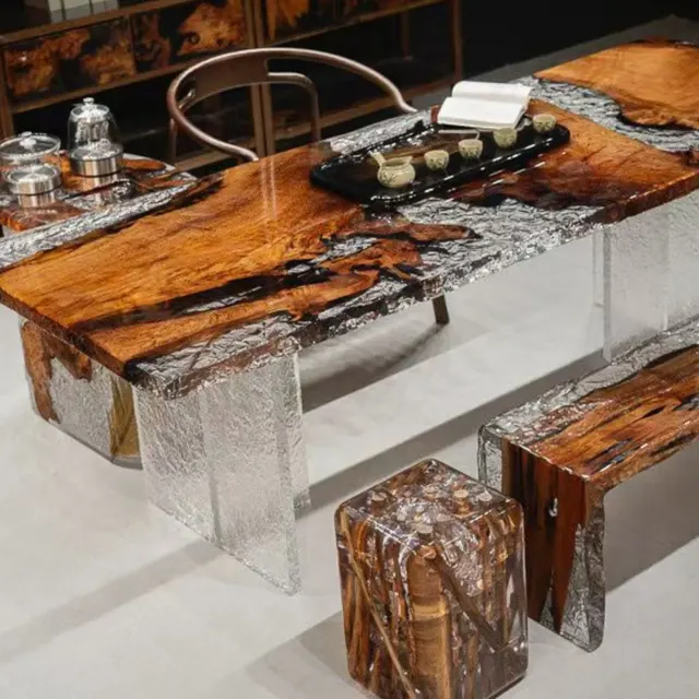 Table à manger epoxy Alagnon, résine noire — tables à manger epoxy