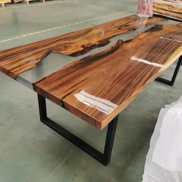 Table à manger epoxy Andelle, résine transparente — tables à manger epoxy