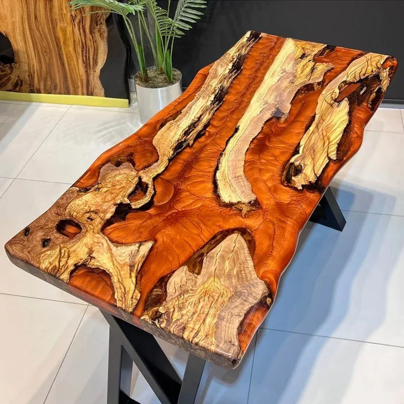 Table à manger epoxy Blavet, résine transparente — ATELIER RIVIÈRE, fabrication à la commande