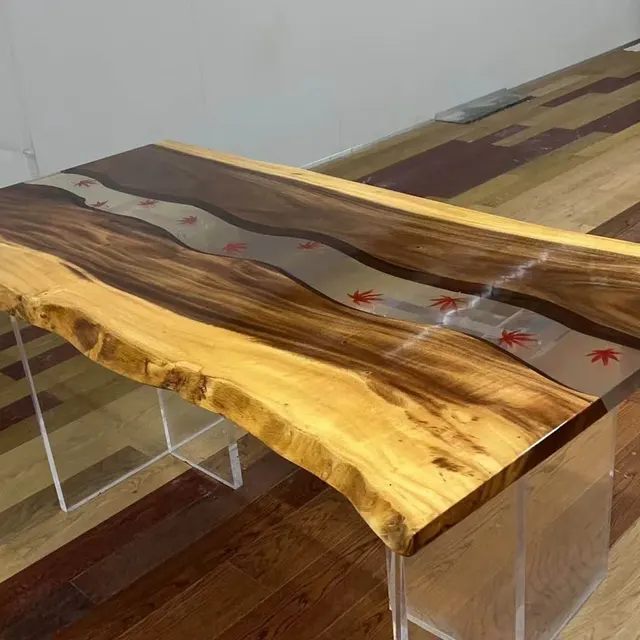 Table à manger epoxy Chalaronne, résine transparente — tables à manger epoxy