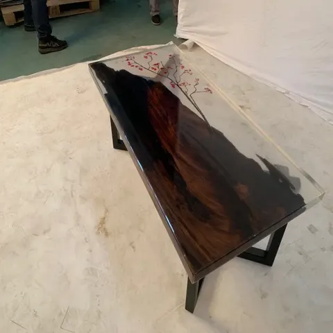 Table à manger epoxy Coise, résine noire — tables à manger epoxy