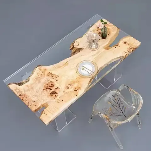 Table à manger epoxy Coise, résine transparente