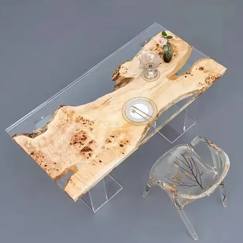 Table à manger epoxy Coise, résine transparente — ATELIER RIVIÈRE, fabrication à la commande