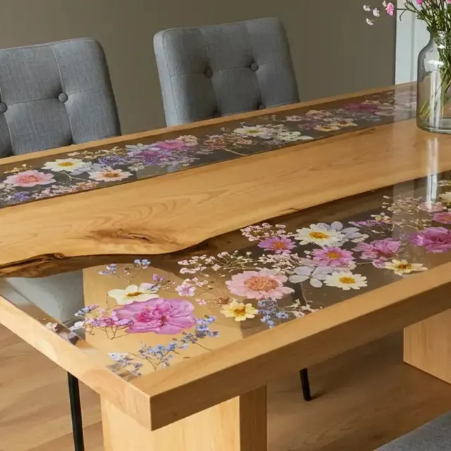 Table à manger epoxy Doller, résine transparente — tables à manger epoxy