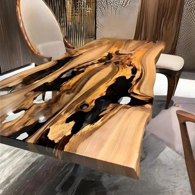 Table à manger epoxy Gimone, résine noire — tables à manger epoxy