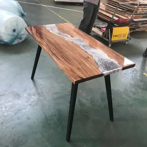 Table à manger epoxy Léguer, résine transparente — tables à manger epoxy