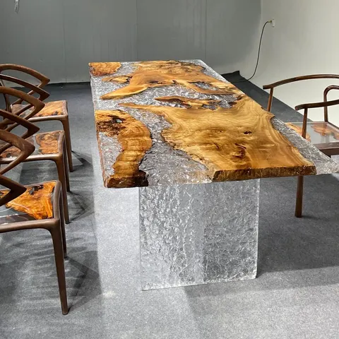 Table à manger epoxy Loing, résine transparente — tables à manger epoxy