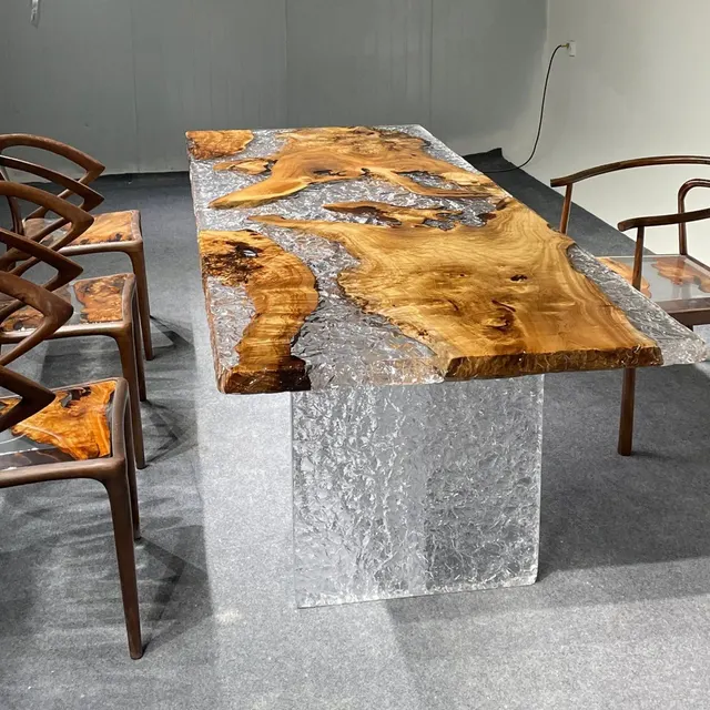 Table à manger epoxy Loing, résine transparente — tables à manger epoxy