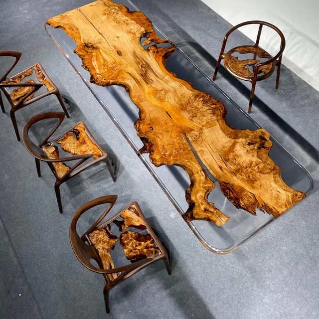 Table à manger epoxy Risle, résine transparente — tables à manger epoxy