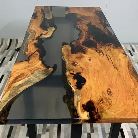 Table à manger epoxy Sauldre, résine noire — tables à manger epoxy