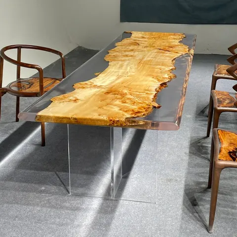 Table à manger epoxy Semois, résine transparente — tables à manger epoxy