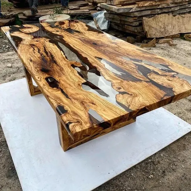 Table à manger epoxy Sioule, résine transparente — tables à manger epoxy