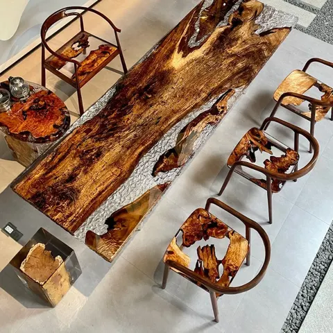 Table à manger epoxy Somme, résine transparente — tables à manger epoxy