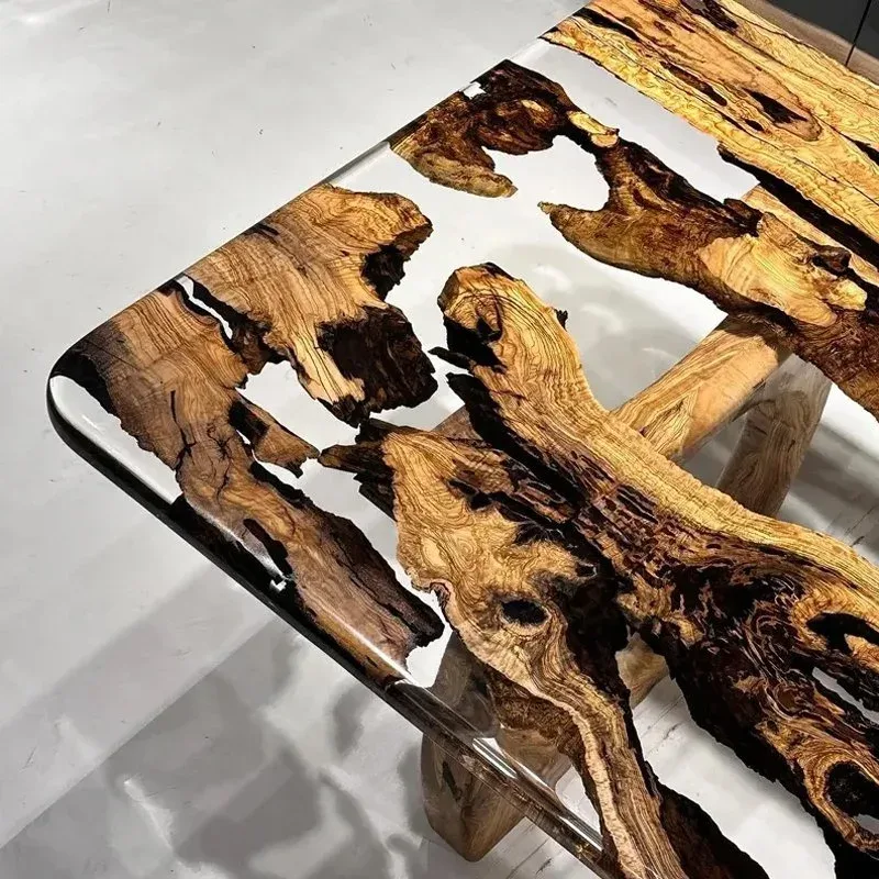 Table à manger epoxy Thouet, résine transparente — ATELIER RIVIÈRE, fabrication à la commande