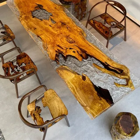 Table à manger epoxy Var, résine transparente — tables à manger epoxy