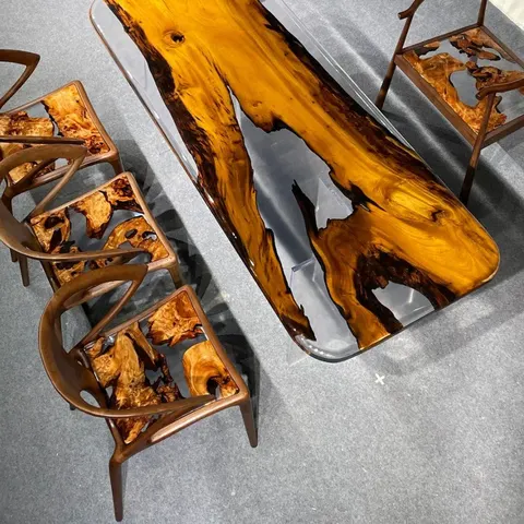 Table à manger epoxy Yèvre, résine noire — tables à manger epoxy