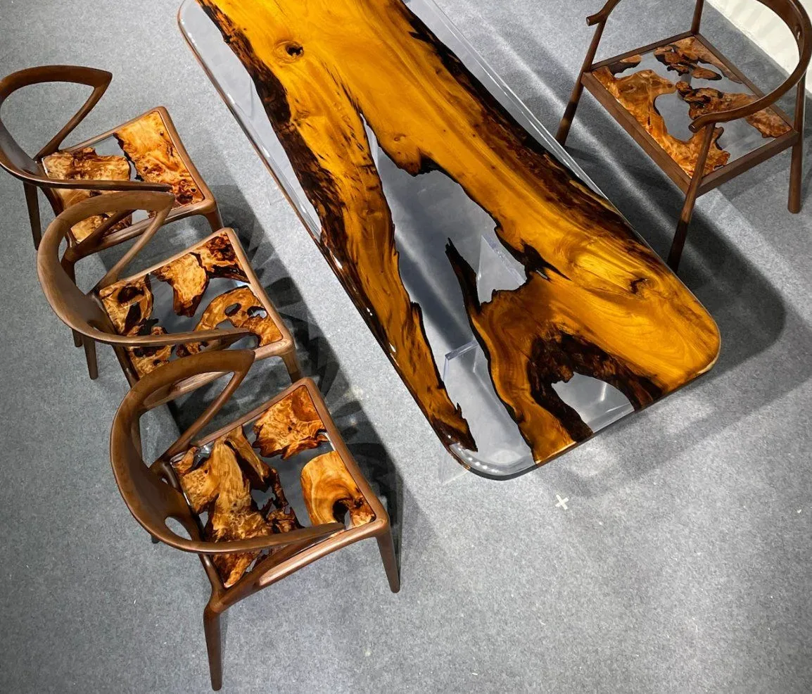 Table à manger epoxy Yèvre, résine noire — ATELIER RIVIÈRE, fabrication à la commande