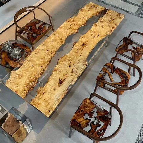 Table à manger rivière Argens, résine transparente — tables à manger epoxy