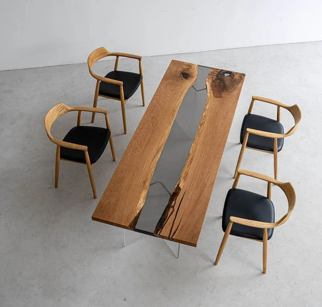 Table à manger rivière Chassezac, résine noire, vue 2 sur 2