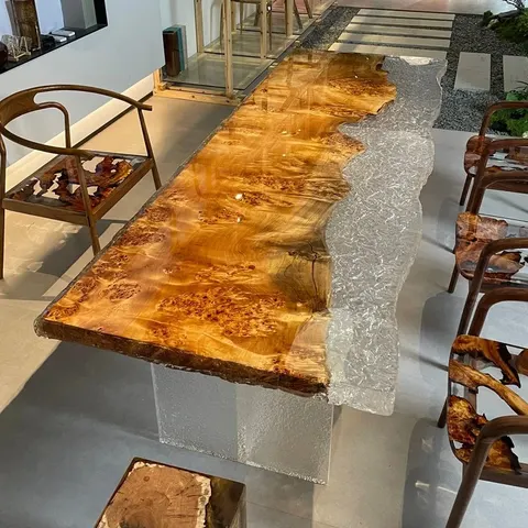 Table à manger rivière Epte, résine transparente — tables à manger epoxy