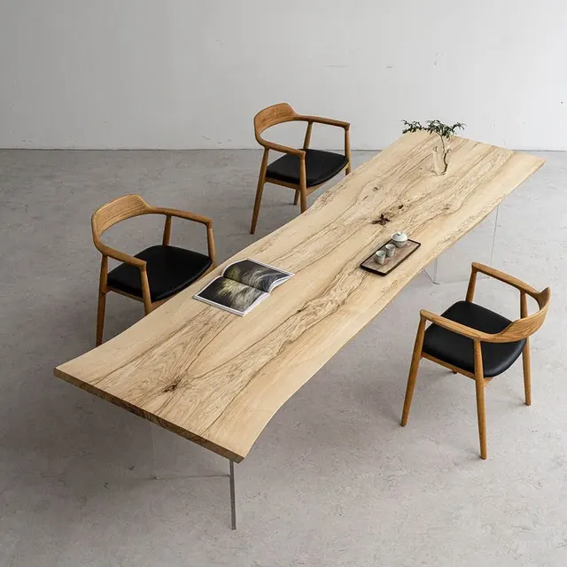 Table à manger rivière Erdre teinte chêne, résine transparente — tables à manger epoxy