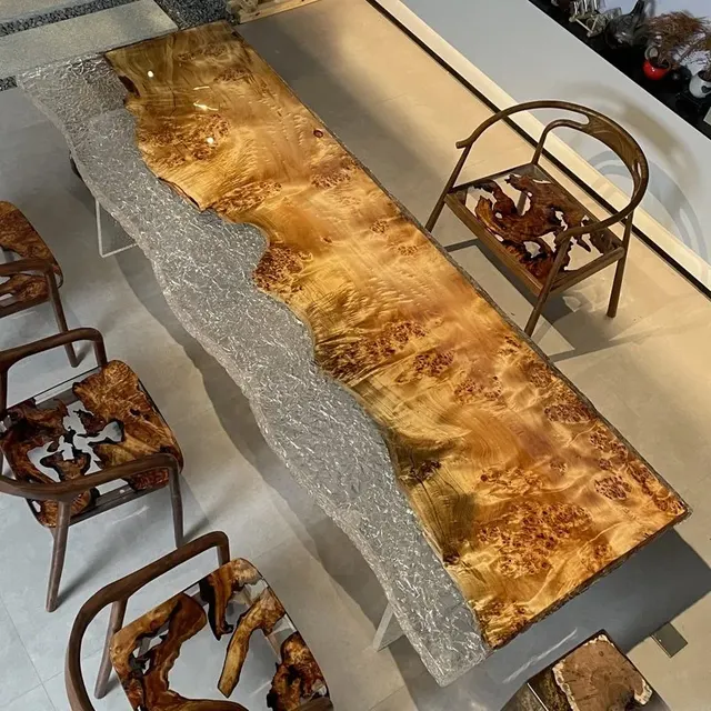 Table à manger rivière Save, résine transparente — tables à manger epoxy