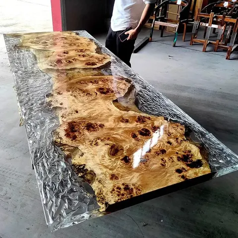 Table à manger rivière Scarpe, résine transparente — tables à manger epoxy