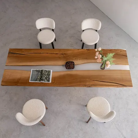 Table à manger rivière Taravo, résine noire — tables à manger epoxy