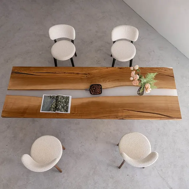 Table à manger rivière Taravo, résine noire — tables à manger epoxy