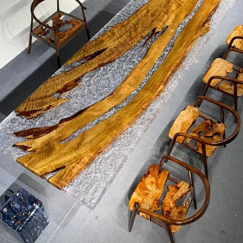 Table à manger rivière Thur, résine transparente — tables à manger epoxy