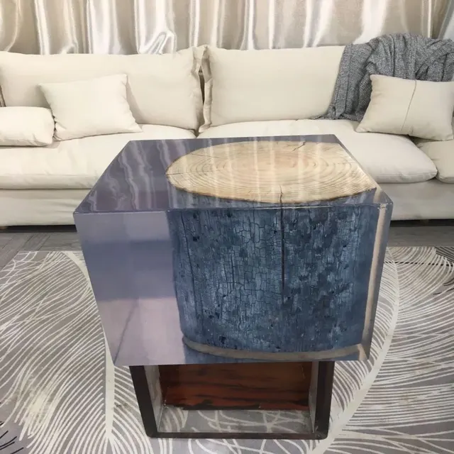 Table basse epoxy carrée Trieux, résine noire — tables basses