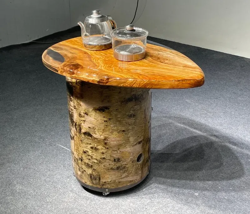 Table d'appoint epoxy ovale Cère, résine transparente, vue 3 sur 3