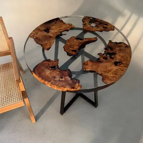 Table d'appoint epoxy ronde Ellé, résine transparente — tables d'appoint et consoles