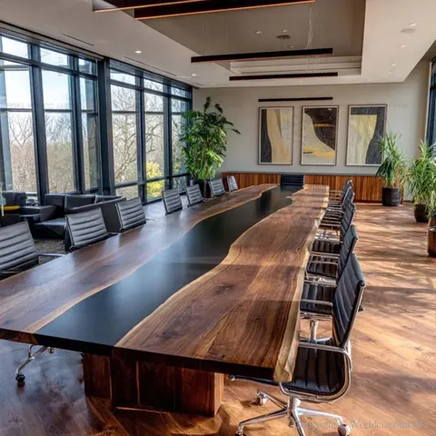 Table de réunion rivière Zorn, résine noire — bureaux et tables hautes